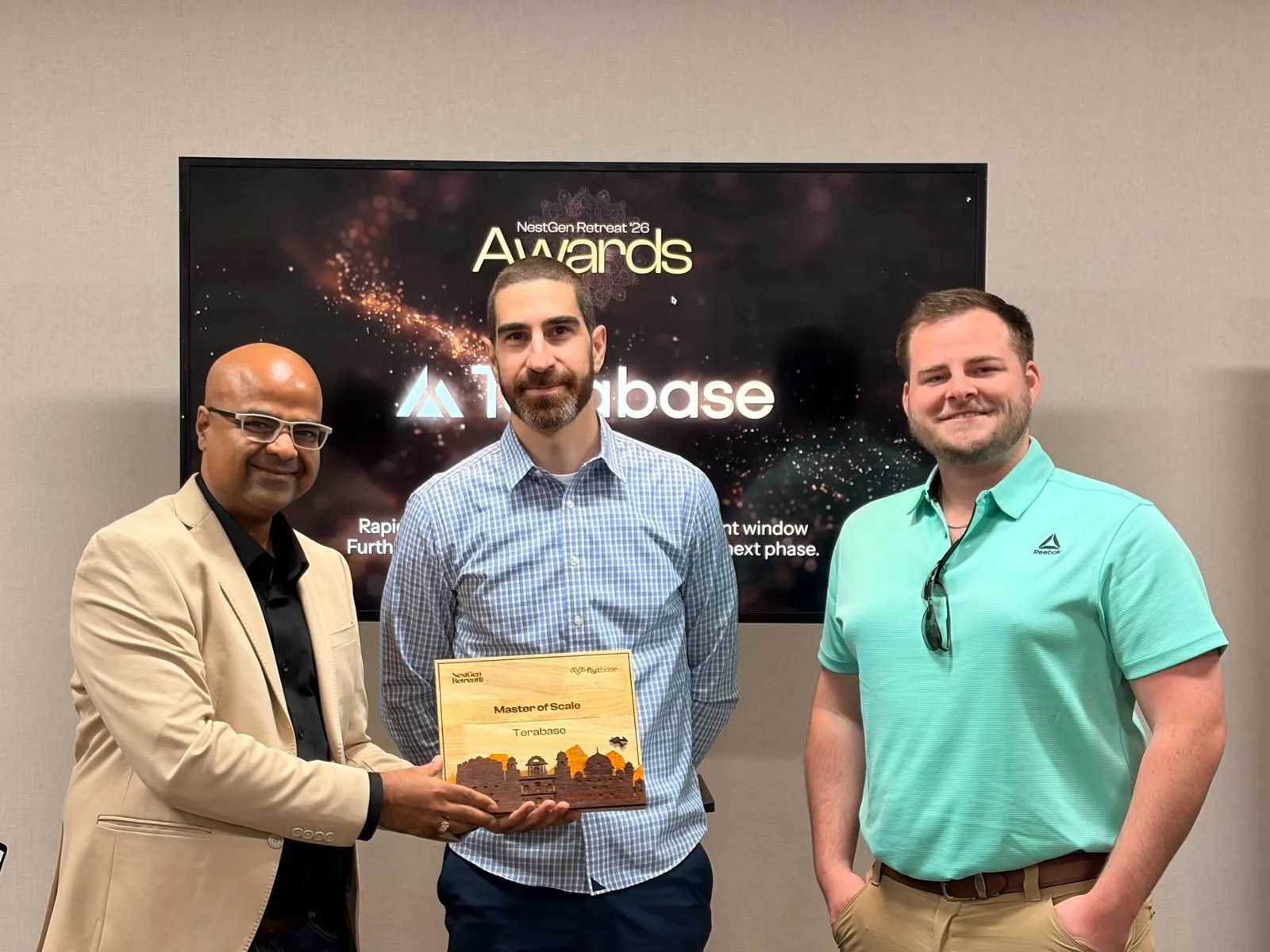 Andrew Myers of Terabase receiving the Master of Scale award